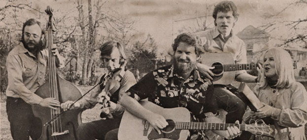 Jordan River Uptown Band in 1978: Tom Krug, Woody Whitney, Curt Setzer, Hardin Davis, and Sandy 